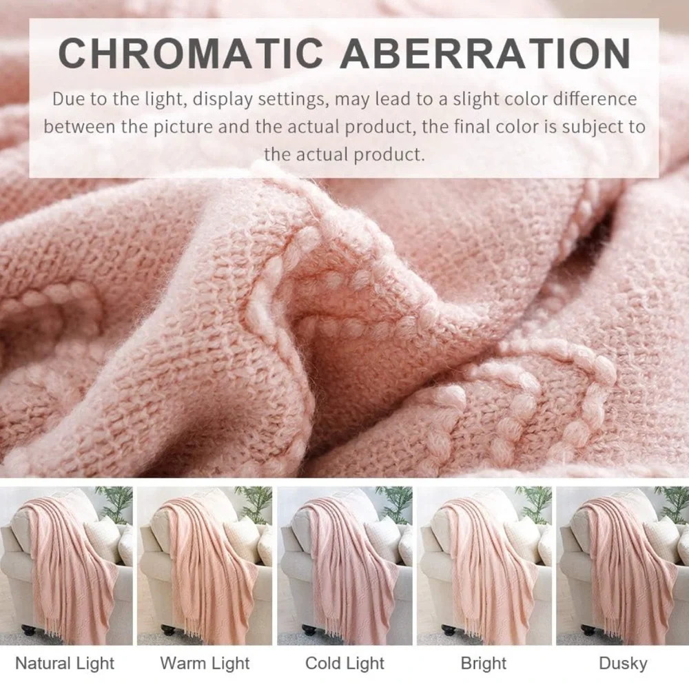 Soft Pink Knitted Throw Blanket 50x60 Throw Textured Decorative Blanket New